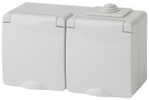 Розетка ЭРА Эксперт 11-2604-03 2х2P+E гориз. IP65 шторки 16A-250В ОУ серый