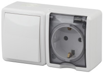 Socket with switch ERA Expert 11-7401-01 IP54 16A-10AX-250V AC White
