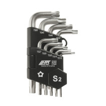Набор ключей TORX ТS10-ТS50 пятилучевых Г-образных с отверстием 9 предметов JTC