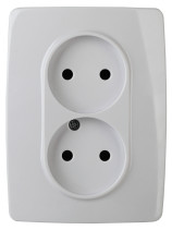 Розетка ЭРА Серия 12 12-2107-01 двойная без заземления 2X2P 16A-250В IP20 белый