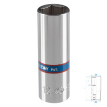 Головка торцевая глубокая шестигранная 1/4", 12 мм KING TONY 223512M