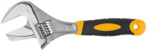 Adjustable key "Techno" CrV, narrow + adjustable jaws, scale, enlarged.gripper, rubberized.handle 250mm (52mm)