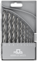Set of HSS metal drills, 118° sharpening angle, layer. case, 10 pcs. (1-2-3-4-5-6-7-8-9-10 mm)