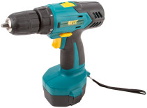 Drill-Screwdriver acc. 14.4 V; 0-350/1250 rpm; 27 Nm; 2 (Ni-Cd) 1.5 Ah; 1 hour; diode; res. tilt; case