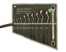 Набор ключей накидных 10 шт. (6×7; 8×9; 10×11; 12×13; 14×15; 16×17; 18×19; 20×22; 21×23; 24×27 мм) планшет тетроновый