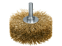 Щетка цилиндрическая гофрированная, Д80*35 мм, хвостовик 8 мм, латунированная гофрированная проволока STM 0,25 мм