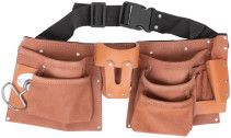 Пояс для инструмента двойной, кожа, 10 отделений, 1 петля для инструмента