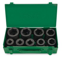 Набор ударных головок 1" 24-41 мм и футорки 17,19 и 21 мм, 9 предметов TOPTUL GDAD0901