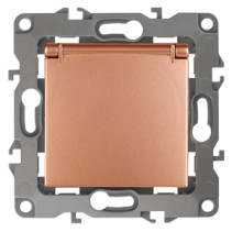 Розетка ЭРА Серия 12 12-2103-14 2P+E Schuko со шторками с крышкой 16A-250В IP20 медь