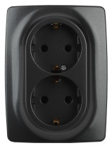 Розетка ЭРА Серия 12 12-2108-05 2X2P+E Schuko со шторками 16A-250В IP20 антрацит