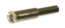 Коронка алмазная ПРАКТИКА "Профи" по керамограниту/керамике 14х65мм (1шт) (917-545)