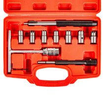 ER-86742 milling cutter set for cleaning and restoring the seats of 10pr diesel injectors (15x19,17x17,17x19,17x21,18x21,20x21mm) EUREKA case /1/10
