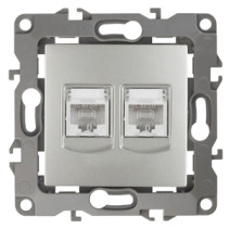 Розетка ЭРА Серия 12 12-3108-03 информационная двойная 2XRJ45 IP20 алюминий