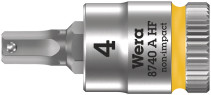 8740 A Hex-Plus HF Zyklop Головка торцевая со вставкой под внутренний шестигранник, DR 1/4", с функцией фиксации крепежа, 4 x 28 мм