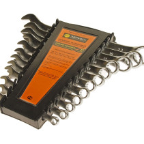 Набор ключей комбинированных (6,7,8,9,10,11,12,13,14,17,19,22мм) сатинированных холдер 12 предметов ЭВРИКА 5/20