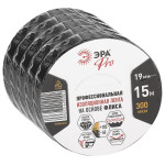 Набор изолент ЭРА SET5-1915FL тканевая флис 5 шт 19мм х 15м 300мкм черная