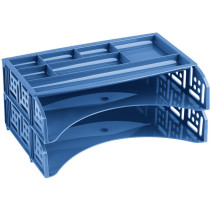 Paper tray horizontal STAMP "Field", set of 2 pcs. + organizer, blue Berlin