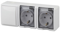 Block two sockets + switch ERA Expert 11-7403-01 IP54 16A-10AX-250V AC White