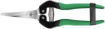 Garden pruner, overlapping cutting edges, curved stainless steel blades. steel, PVC handle pads 190 mm