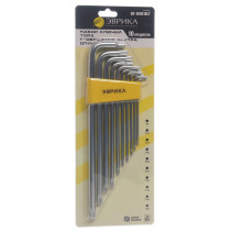 Набор ключей TORX ER-15101XLT: Г-образных экстра длинных T9-T50 10пр. ЭВРИКА /1/12/60