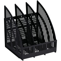 Paper tray vertical STAMP "Line", prefabricated, 3 compartments, black