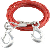 Tow rope steel 2 hooks 2.5t(7mm/5m)(plast.braid) (Avtodor) (44125)