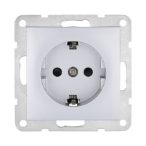 Розетка с з/к, со шторками (серебристый металлик) LK60