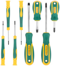Отвертки "Контур", CrV сталь, прорезиненные ручки, 4 шт. + отвертки для точных работ 4 шт., блистер, набор 8 шт.