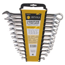 Набор ключей комбинированных (6,8,10,12,13,14,15,16,17,18,19,22мм) холдер ЕВРО 12 предметов CrV PRO ЭВРИКА 5/20