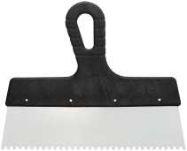 Шпатель зубчатый, 4х4 мм, нержавеющая сталь, пластиковая ручка, 250 мм