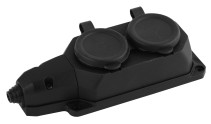 ERA K-2E-B-IP44 rubber pad with grounding 2 sockets 16A IP44 black
