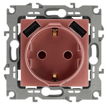 Розетка ЭРА Серия 12 12-4109-14 2P+E 16A-250В штор. с 2xUSB 5В-3А медь