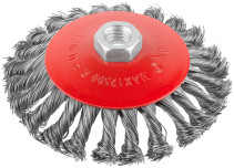 Корщетка-колесо с наклоном, гайка М14, стальная витая проволока 125 мм