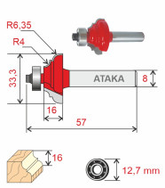 Фреза Атака кромочная калевочная D33.3/ф8/H16