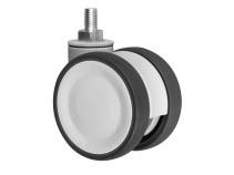 Колесная опора д. 75 мм сдвоенная с резьбовым стержнем М10х15, цвет белый