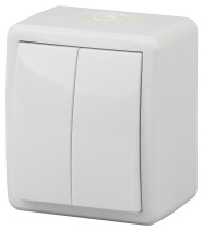Выключатель ЭРА Эксперт 11-1404-01 двойной IP54 10АХ-250В ОУ белый