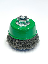 Corrugated cup brush, D125 mm, M14 fit, stainless steel corrugated wire ROF 0.35 mm