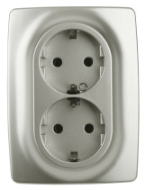 Розетка ЭРА Серия 12 12-2108-15 2X2P+E Schuko со шторками 16A-250В IP20 перламутр