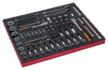 Fit&Go Set of 1/4" + 1/2" socket heads and combination keys in a box, 83 items