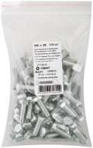 Болт 6-гранная головка (полная резьба) М6 х 20 100 шт DIN933 фасовка