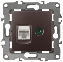 Розетка ЭРА Серия 12 12-3110-13 комбинированная RJ45+TV IP20 бронза