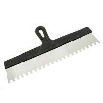 Шпатель зубчатый нержавеющий 450 мм, зуб 10х10 мм, ЧЕГЛОК (30)