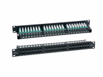 High-density Ripo patch Panel 19", 1U, 48 RJ-45 ports, Category 6, Dual IDC