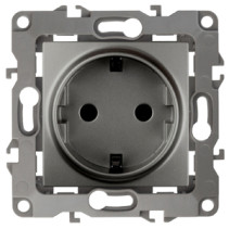 Розетка ЭРА Серия 12 12-2001-12 2P+E Schuko16A-250В IP20 без м.лапок графит