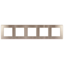 Frame for sockets and switches ERA Series 12 12-5105-04 for 5 posts, Satin, champagne