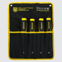 Набор ударных стамесок для обработки древесины, 4 шт 8, 12, 16, 24 мм 263/106 мм в матерчатом чехле, BERGER BG1420