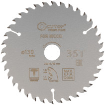 Диск пильный по дереву с тефлоновым покрытием 36Т, CUTOP Profi plus, 130 х 1,1/1,8 х 20/16/12 мм