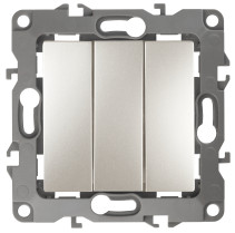12-1107-15 ЭРА Выключатель тройной, 10АХ-250В, IP20, Эра12, перламутр