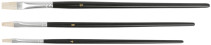 Artistic brushes, natural bristles, wooden handle, flat, set of 3 pcs. 01525