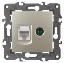 Розетка ЭРА Elegance 14-3110-04 RJ45+TV IP20 шампань
